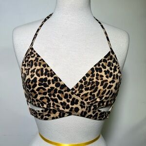 Pink Woman’s Leopard Print Bikini Top Size M